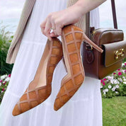 Aiden Cognac Pointed Toe Pump Heels