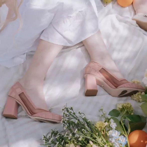 Ari Pink Block Heel Pump