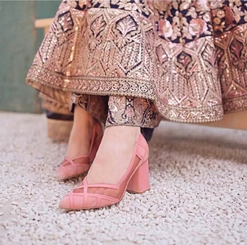 Ari Pink Block Heel Pump