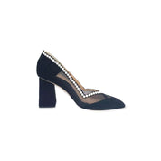 Ari Black Upper Mesh Block Heel Pump | E'MAR
