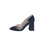 Ari Black Upper Mesh Block Heel Pump | E'MAR