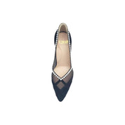 Ari Black Upper Mesh Block Heel Pump | E'MAR