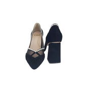 Ari Black Upper Mesh Block Heel Pump | E'MAR