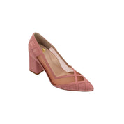Ari Pink Upper Mesh Block Heel Pump | E'MAR