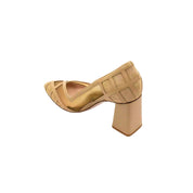 Ari Tan Upper Mesh Block Heel Pump | E'MAR