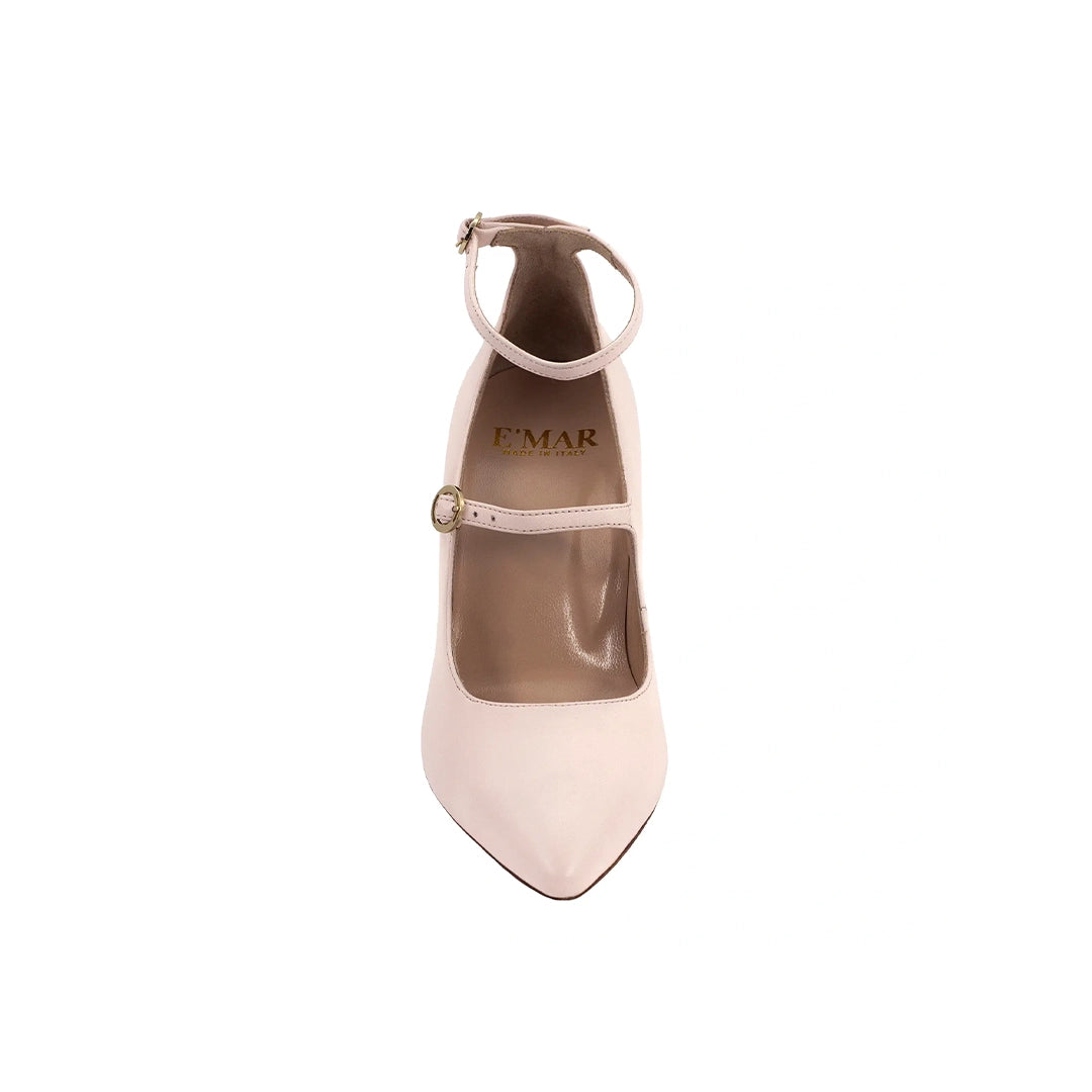 Meraki Pastel Pink Double Strap Almond Toe Mary Jane Heels | E'MAR