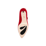 Meraki Red Double Strap Almond Toe Mary Jane Heels | E'MAR