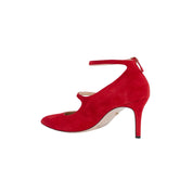 Meraki Red Double Strap Almond Toe Mary Jane Heels | E'MAR
