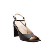 Nisa Brown Open-Toe Mule Heels with Ankle Strap | E'MAR