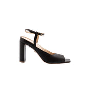 Nisa Brown Open-Toe Mule Heels with Ankle Strap | E'MAR