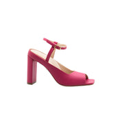 Nisa Pink Open-Toe Mule Heels with Ankle Strap | E'MAR