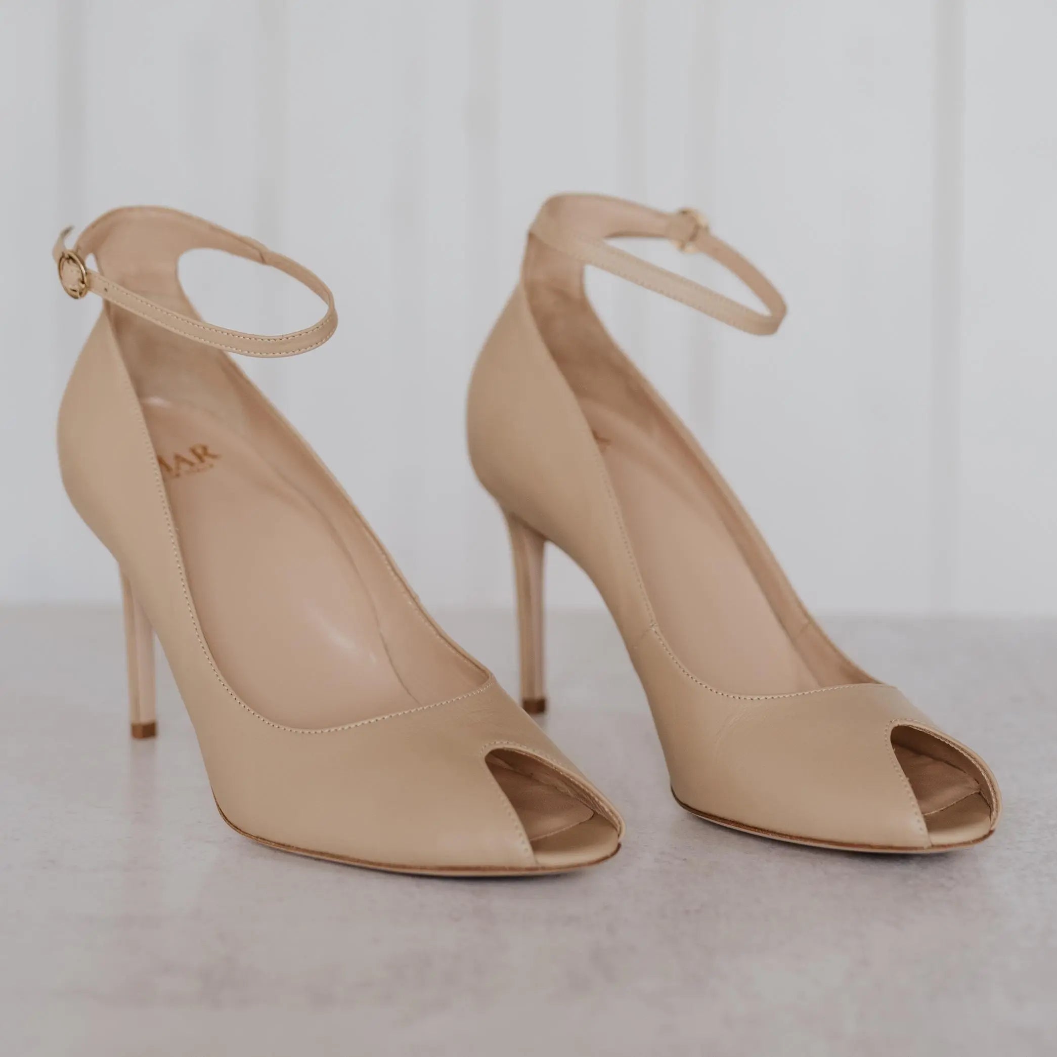 Nude Raya Ankle Strap Pump Heels