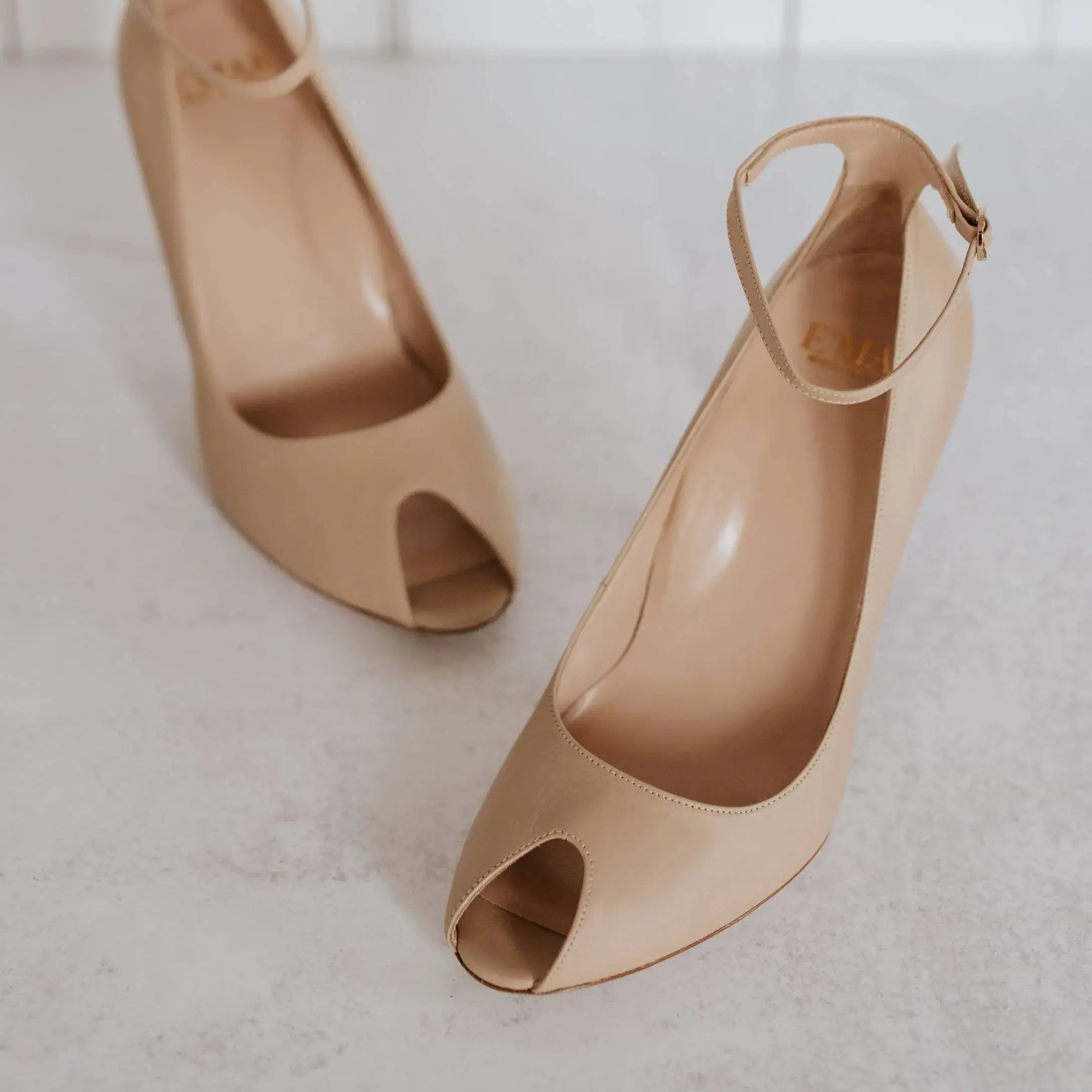 Nude Raya Ankle Strap Pump Heels